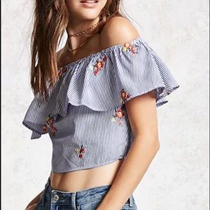 Floral off the shoulder crop top